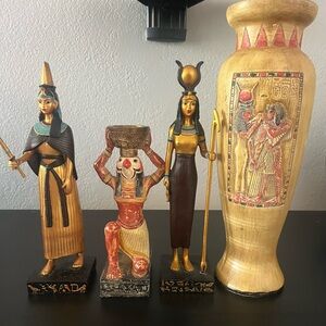 Egyptian Figurine and Vase Set